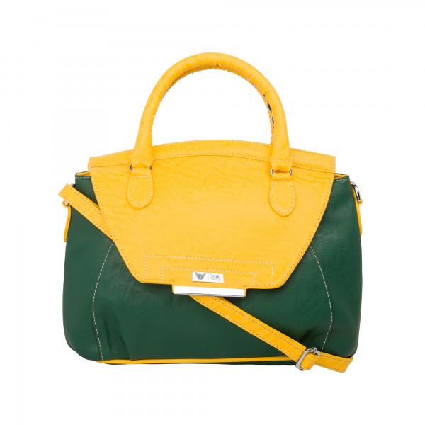 Beau Design Stylish  Green & Yellow Color Imported PU Leather Slingbag With Adjustable Strap For Women's/Ladies/Girls